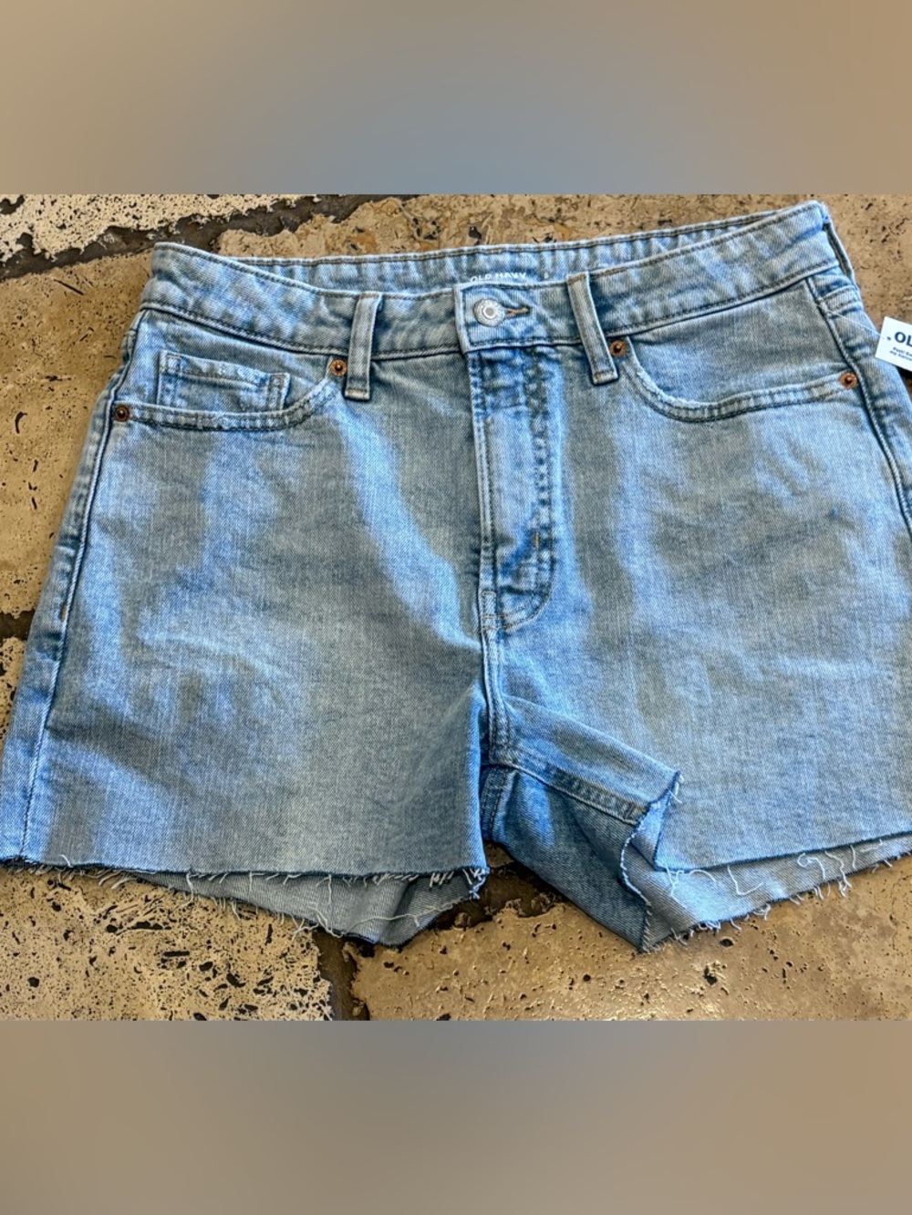 Old Navy OG high rise straight Light Blue Denim Jean Shorts size 8